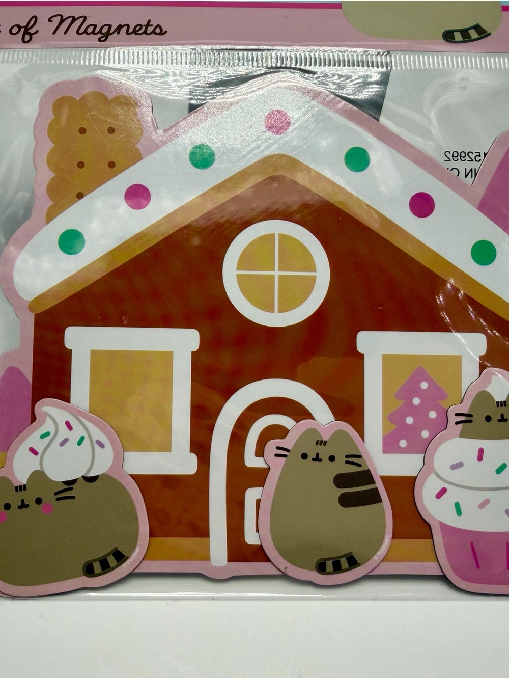 Pusheen Gingerbread House Magnets - Pink and Brown